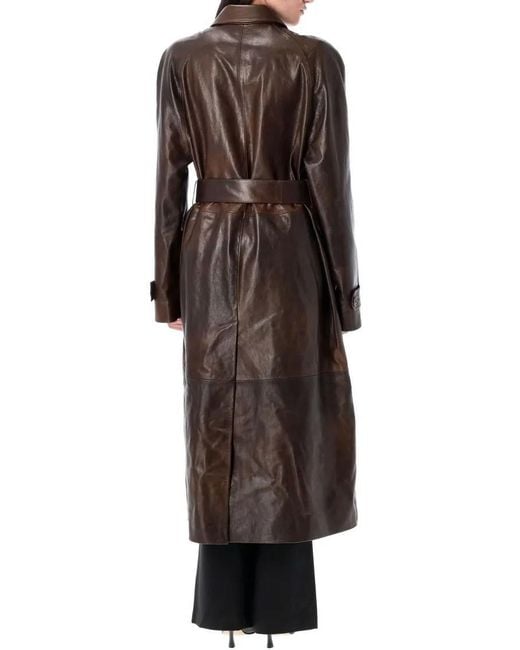 Magda Butrym Brown Glossy Leather Trench Coat