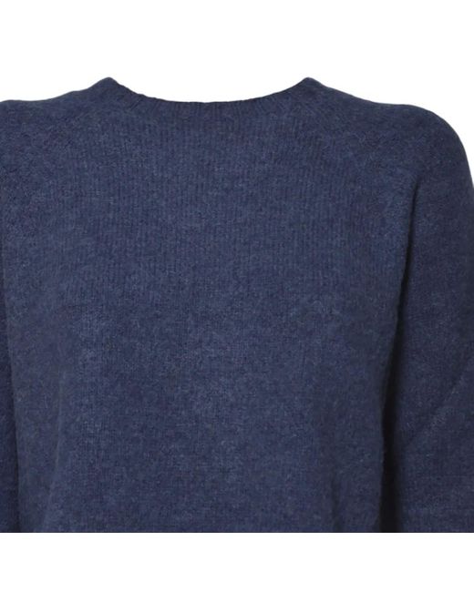 Max Mara Blue Relaxed Fit Alpaca Blend Sweater With Round Neckli