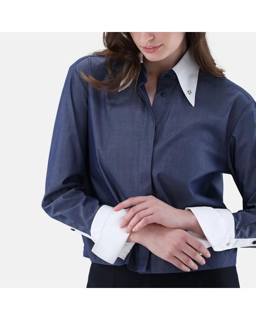 Van Laack Blue Bluse Modern Fit Uni