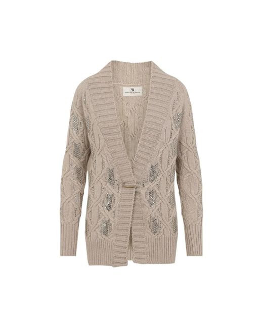 Ermanno Scervino Gray Textured Knit Sweater With Open Front