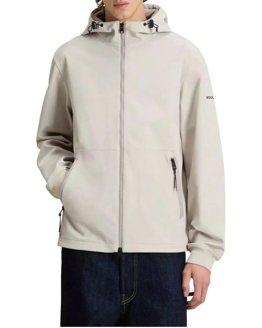 Woolrich Soft Shell Full-Zip Hoodie Windjacks Beig in Natural für Herren