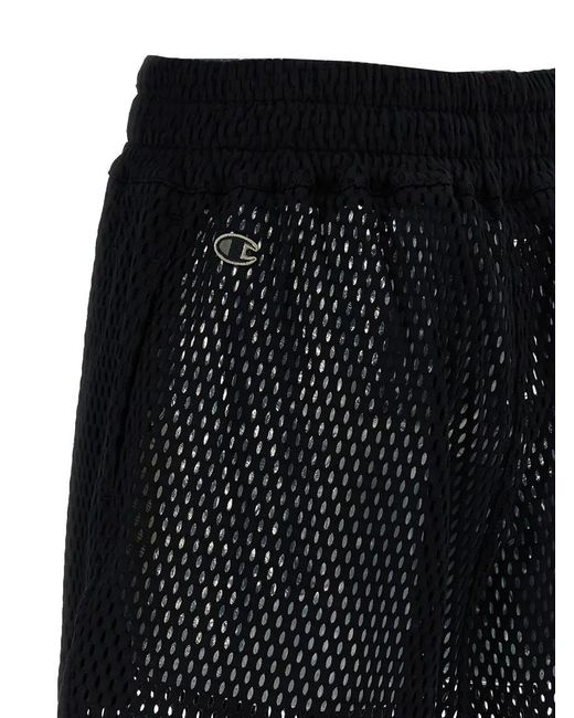 Rick Owens Black Perforated Cotton Bermuda Shorts