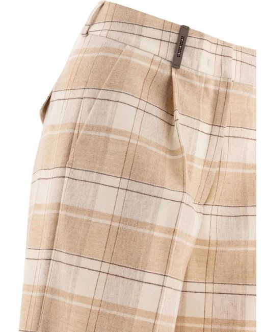 Peserico Natural Check Wool Trousers