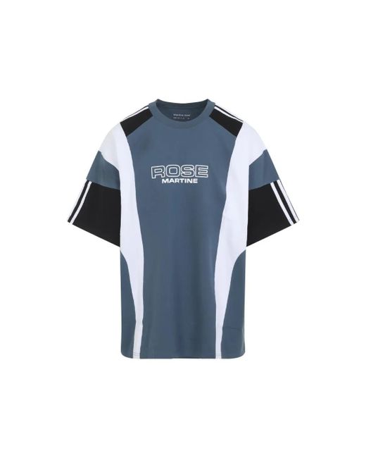 Martine Rose Color-Block Short-Sleeve T-Shirt With Bold Text De in Blue für Herren