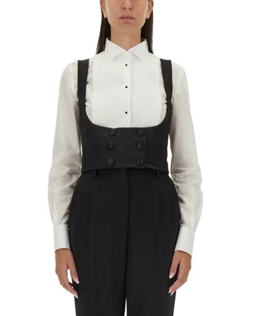 Dolce & Gabbana Black Double-Breasted Tuxedo Vest