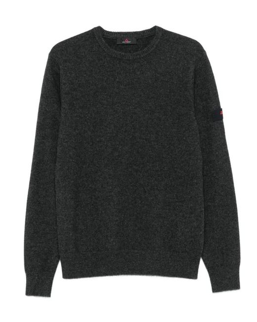 Peuterey Textured Knit Sweater With Crew Neckline in Black für Herren