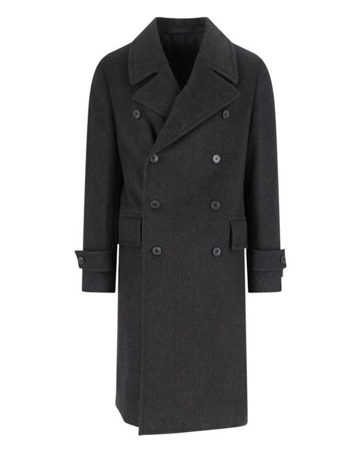 Emanuela Caruso Double-Breasted Coat With Notched Lapel in Black für Herren
