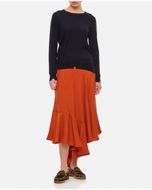 Colville Orange Voulant Midi Skirt
