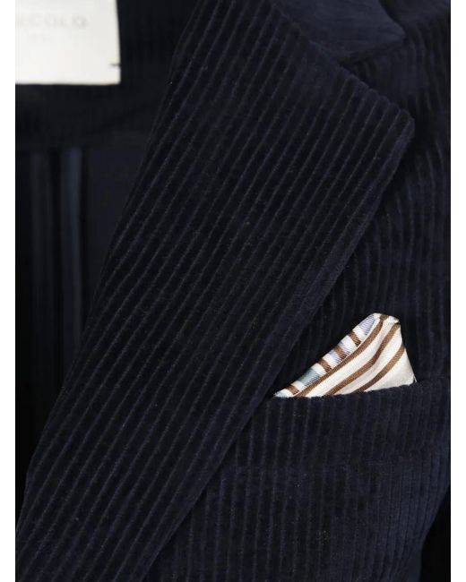 Circolo 1901 Blue Tailored Corduroy Jacket With Notch Lapel