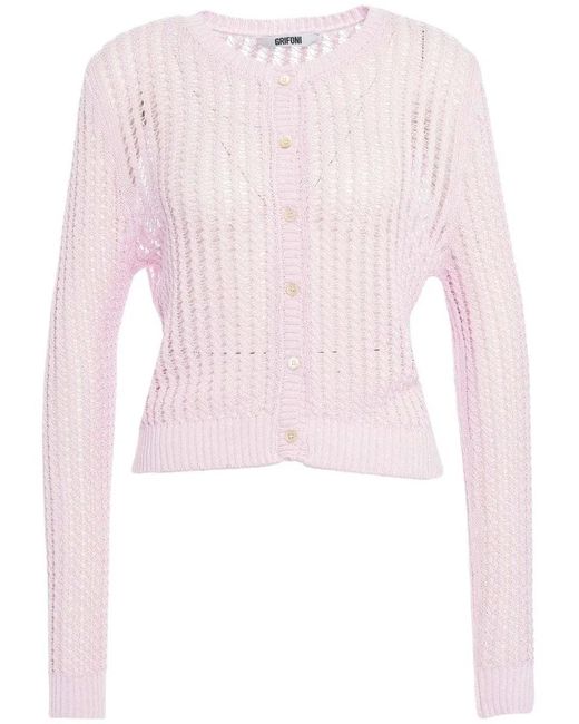 Grifoni Pink Open Knit Cardigan