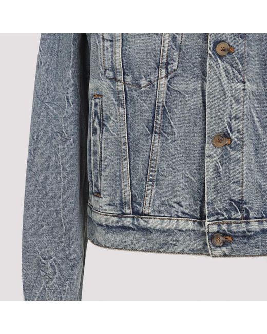 Miu Miu Gray Cropped Denim Jacket With Distressed Finish