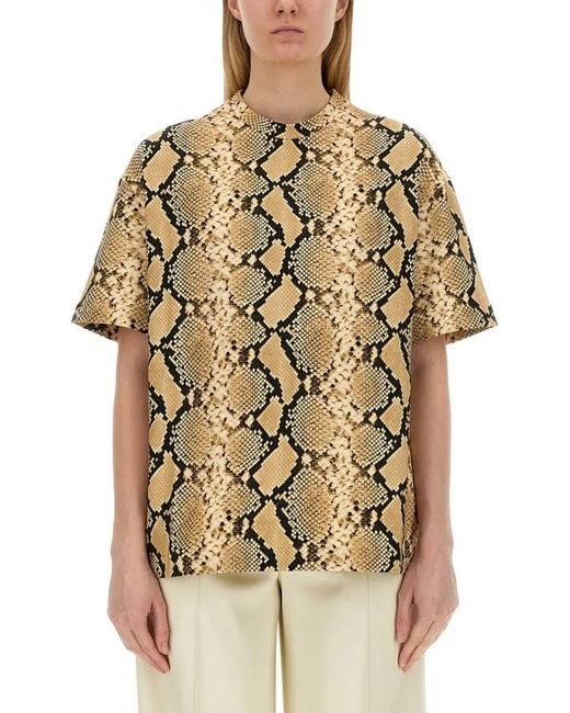 Jil Sander Natural Relaxed Fit T-Shirt With Snake Skin Motif
