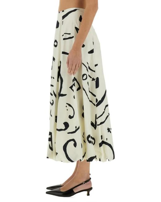 Alysi White Flowing High-Waist Maxi Skirt