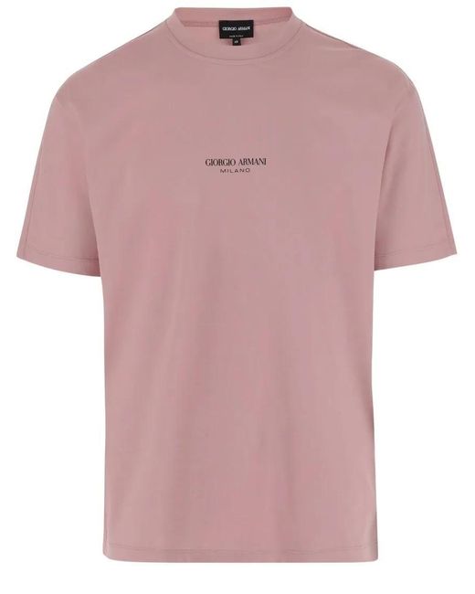 Giorgio Armani Cotton T-Shirt With Logo in Pink für Herren