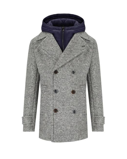 Bob Iver Melange Double-Breasted Coat in Gray für Herren