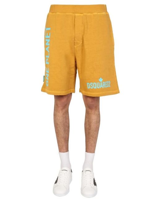 DSquared² "One Life One Planet" Bermuda Shorts in Yellow für Herren