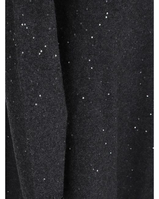 Antonelli Black Mid-Length Dress With High Neckline And Sequ