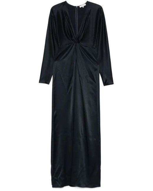 Antonelli Black Floor-Length Dress With Front Twist Detail