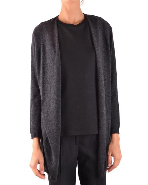 Woolrich Black Open-Front Knit Sweater With Ribbed Cuffs