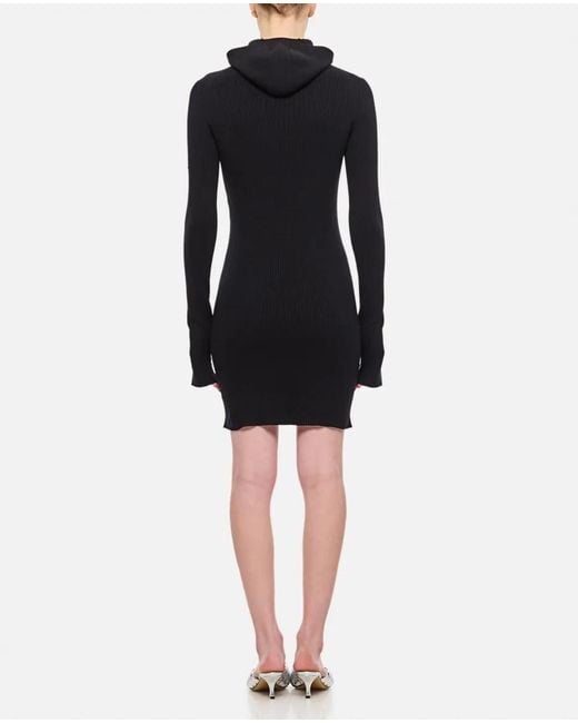 Fendi Black Wool Silk Ribs Mini Dress