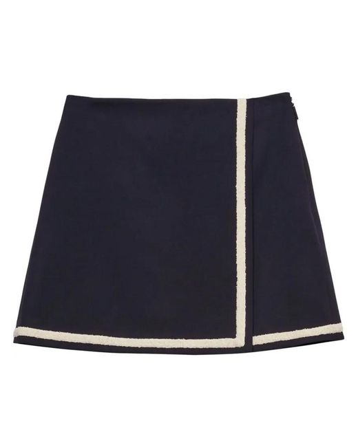 MSGM Blue Asymmetrical A-Line Wool Skirt