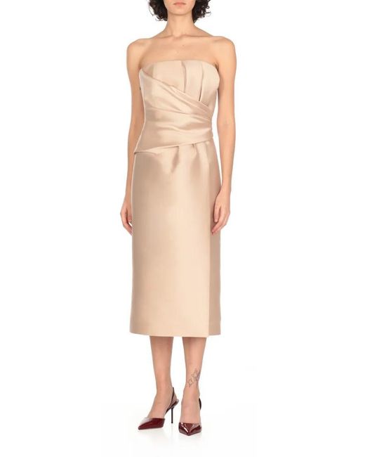 Alberta Ferretti Natural Ivory Silk Blend Dress