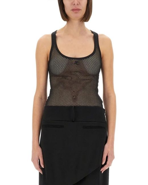 Courreges Black Lightweight Mesh Tank Top Crafted