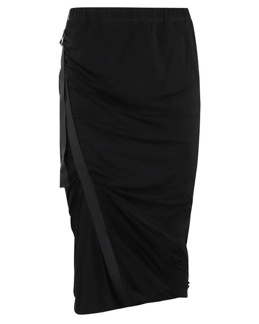 Helmut Lang Black Draped Jersey Skirt With Adjustable Side Strap