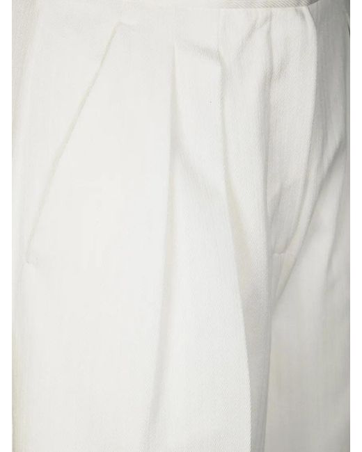 Max Mara White Wide-Leg Trousers With High Waist