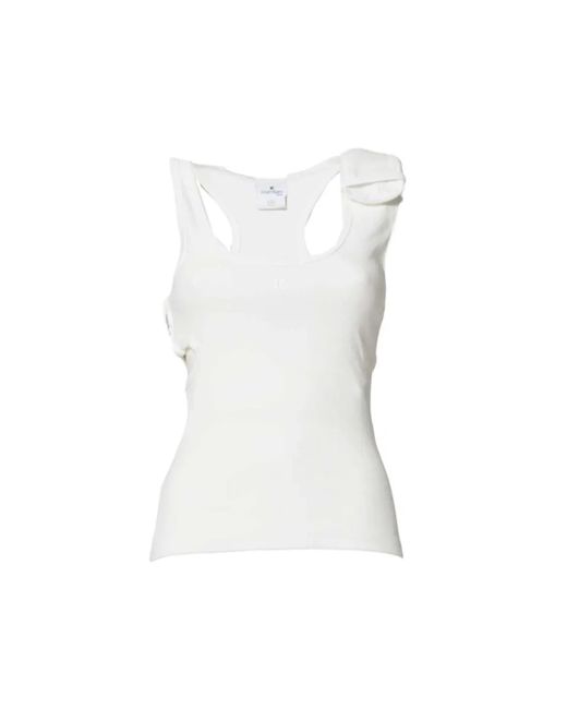Courreges White Ribbed 90's Double Buckle Top