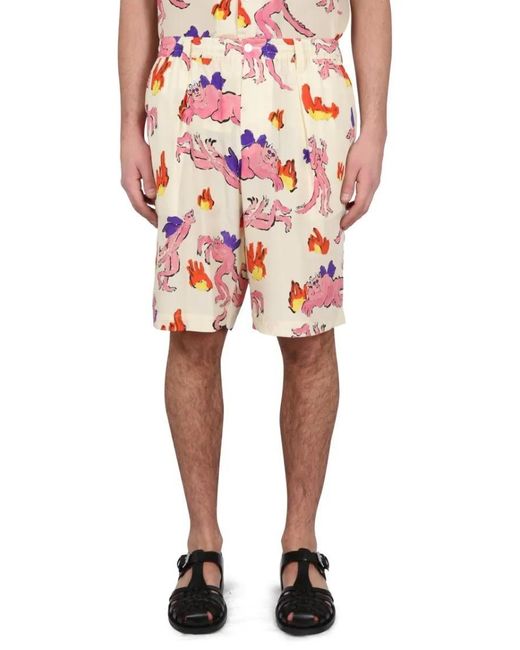 Marni Playful Print Bermuda Shorts in Red für Herren