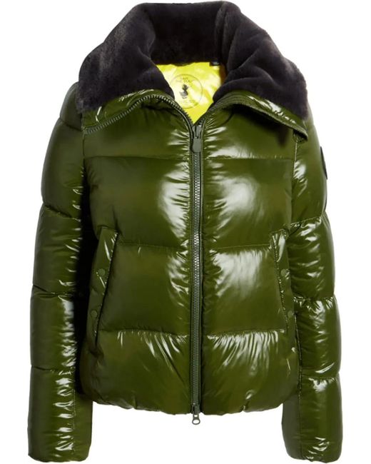 Save The Duck Green Moma Cropped Padded Jacket