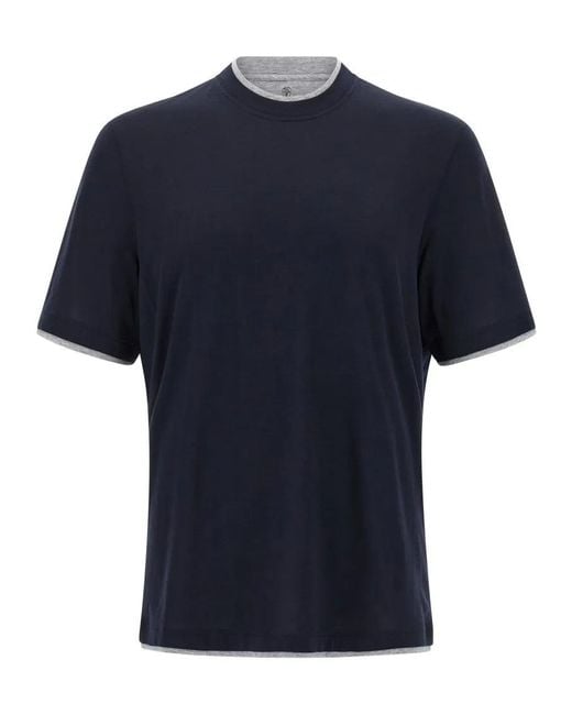 Brunello Cucinelli Double Layer T-Shirt in Blue für Herren