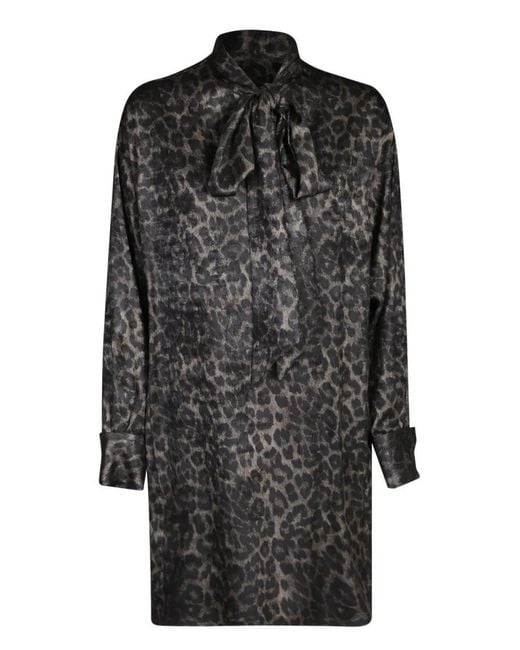 Blanca Vita Black Acorus Leopard-Print Mini Dress