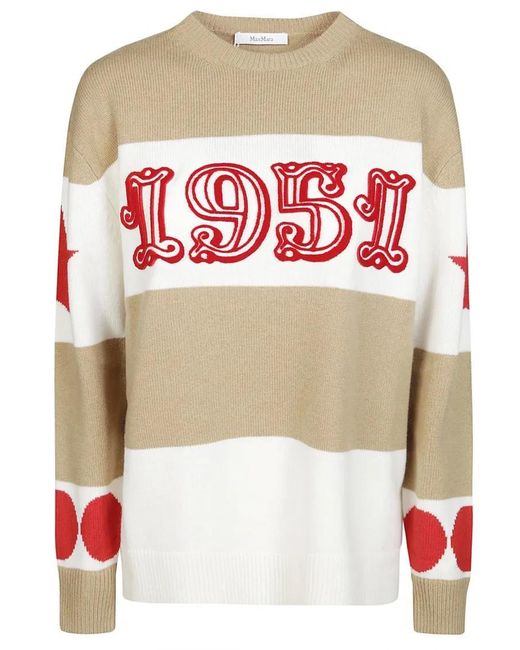 Max Mara Red Dirce Jersey 1951 Stripes Sweater