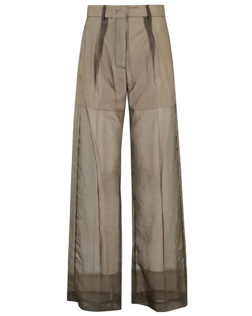Tela Natural Flowing Trousers With Sheer Overlay