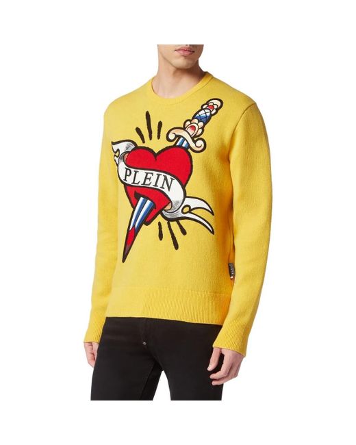 Philipp Plein Rundhalspullover Love in Yellow für Herren