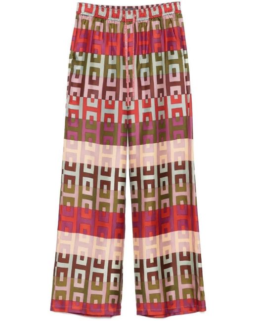Lorena Antoniazzi Red Silk Trousers