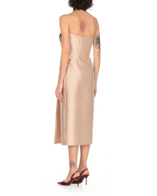 Alberta Ferretti Natural Ivory Silk Blend Dress