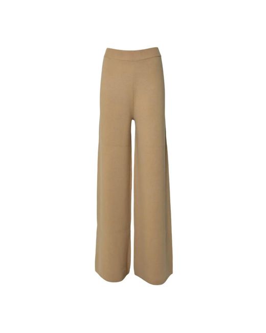 Max Mara Natural Wide-Leg Camel Trousers With High Waist