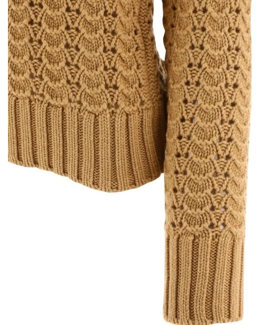 Aspesi Natural Pointelle Knit Crew Neck Sweater