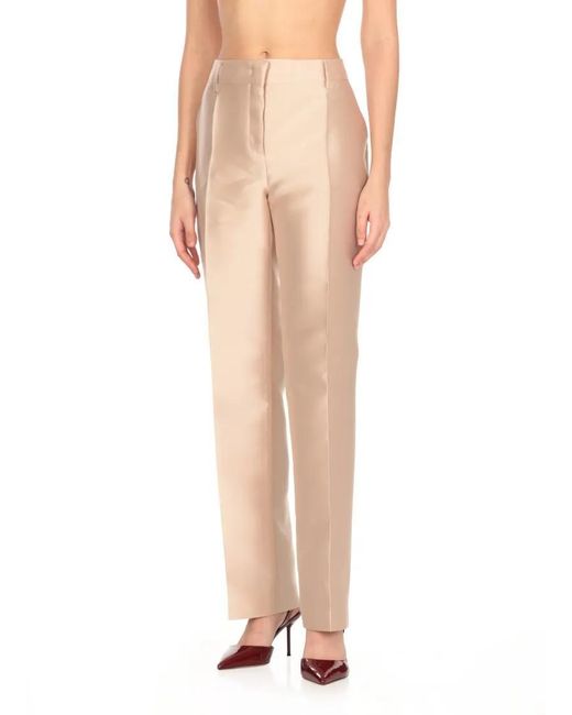 Alberta Ferretti Natural Silk Blend Trousers