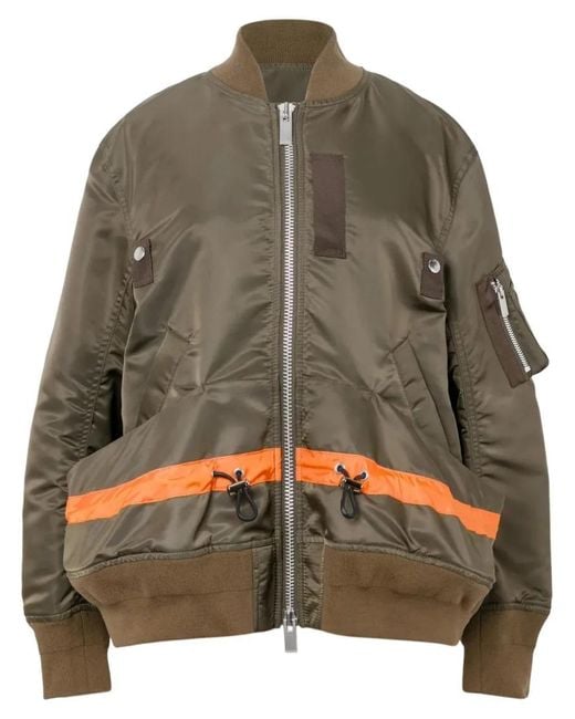 Sacai Gray Nylon Twill Blouson With Structured Fit