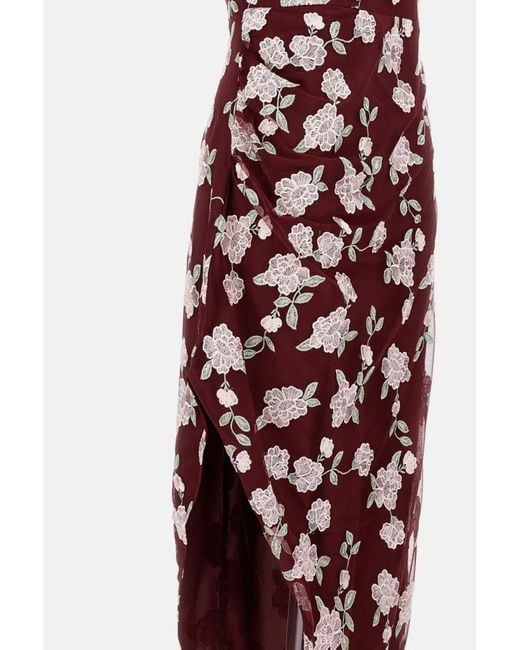 ROTATE BIRGER CHRISTENSEN Red Asymmetric Mesh Dress