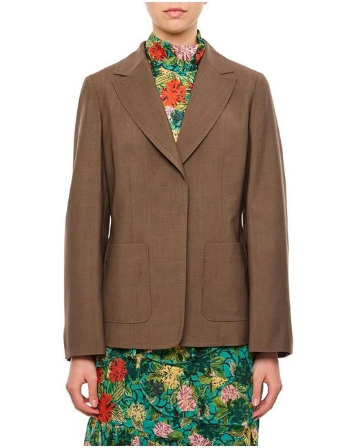 Fendi Green Tailored Waisted Blazer With Embroidered Logo