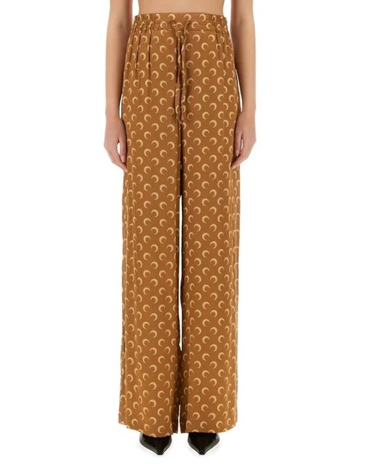MARINE SERRE Brown "Moon" Satin Pants