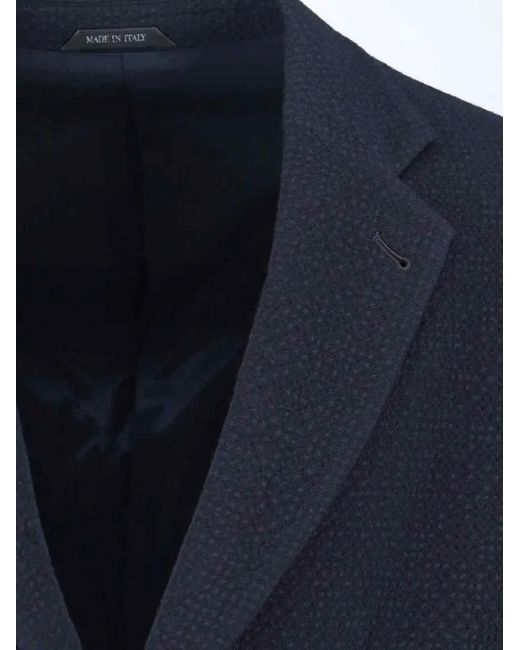 Giorgio Armani Textured Blazer With Classic Lapel And Tailor in Blue für Herren