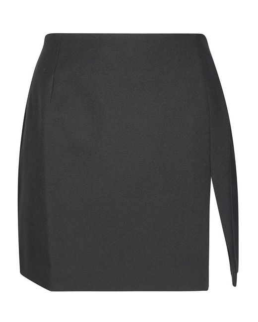 ANDAMANE Black Fitted Mini Skirt With Subtle Slit Detail