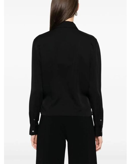 Theory Black Crossover Neckline Silk Shirt