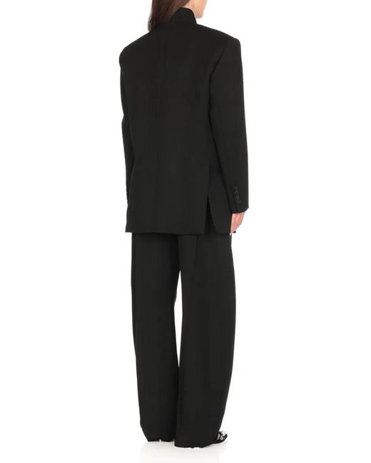 The Attico Black Asymmetrical Neck Wool Blazer With Button Details